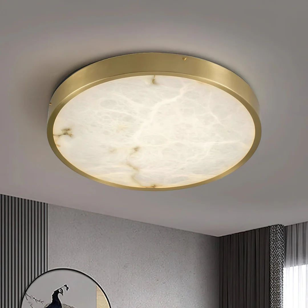 Column Alabaster Round Ceiling Lamp