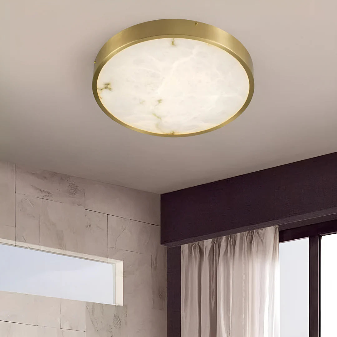 Column Alabaster Round Ceiling Lamp