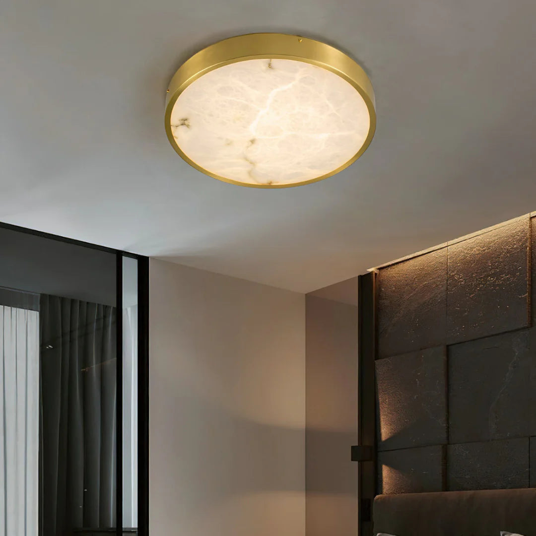 Column Alabaster Round Ceiling Lamp