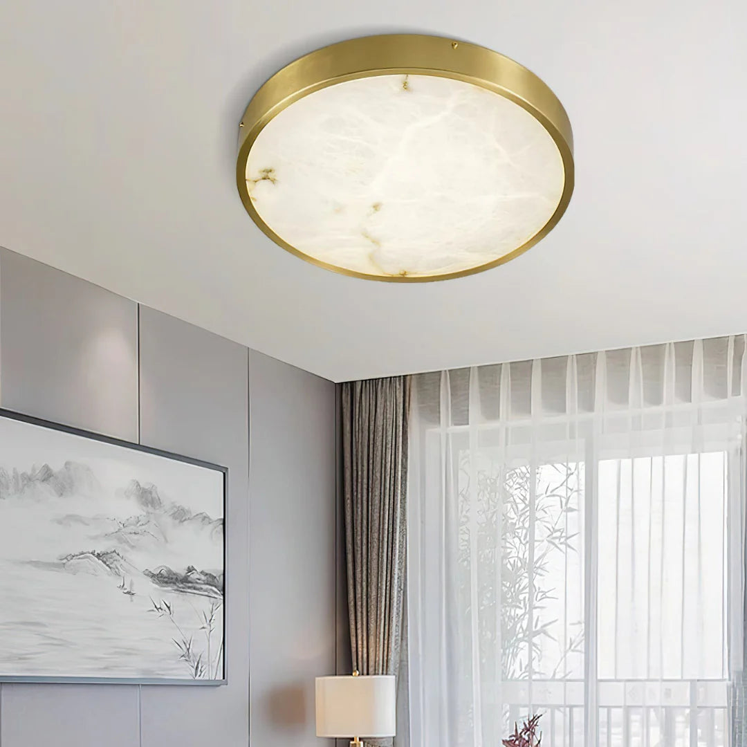 Column Alabaster Round Ceiling Lamp