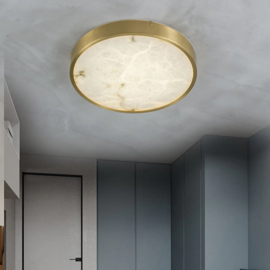 Column Alabaster Round Ceiling Lamp