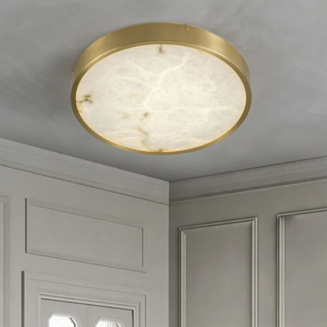 Column Alabaster Round Ceiling Lamp