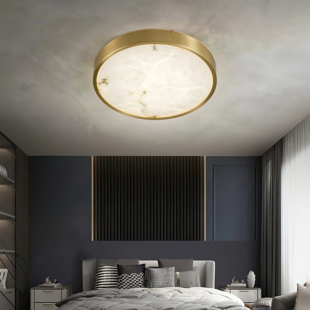 Column Alabaster Round Ceiling Lamp