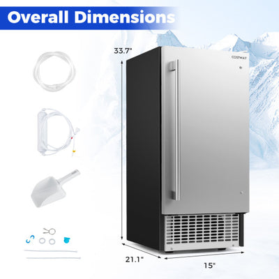 Commercial Ice Maker 110 lbs/24H Undercounter Ice Machine with 25 lbs Storage Capacity