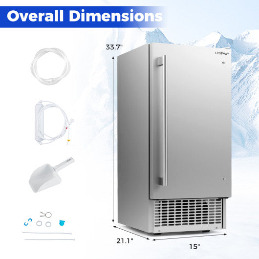 Commercial Ice Maker with 25 lbs Storage Capacity for Home Bar Cafe
