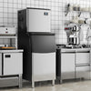 Commercial Ice Maker Machine 418 LBS/24H with 200 LBS Storage Bin-Silver