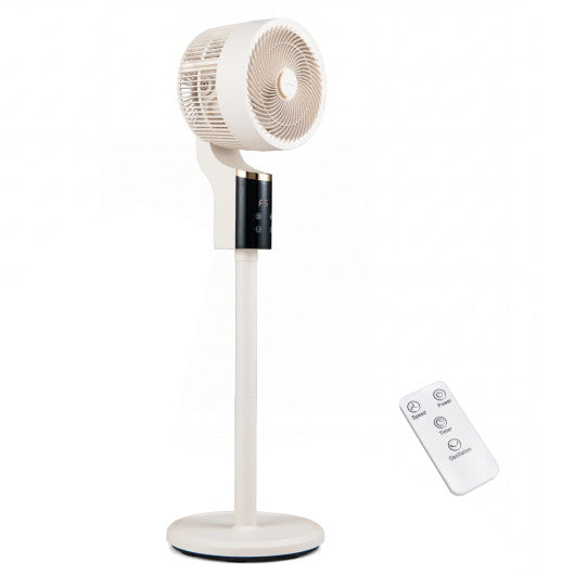 Compact Oscillating Standing Fan with 70° Oscillation and 90° Tilt for Home Office-White