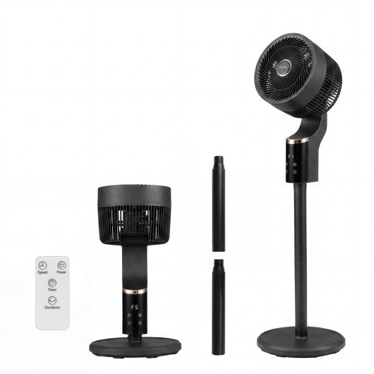 Compact Oscillating Standing Fan with 70° Oscillation and 90° Tilt for Home Office-Black