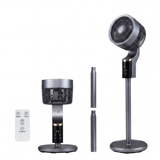 Compact Oscillating Standing Fan with 70° Oscillation and 90° Tilt for Home Office-Gray