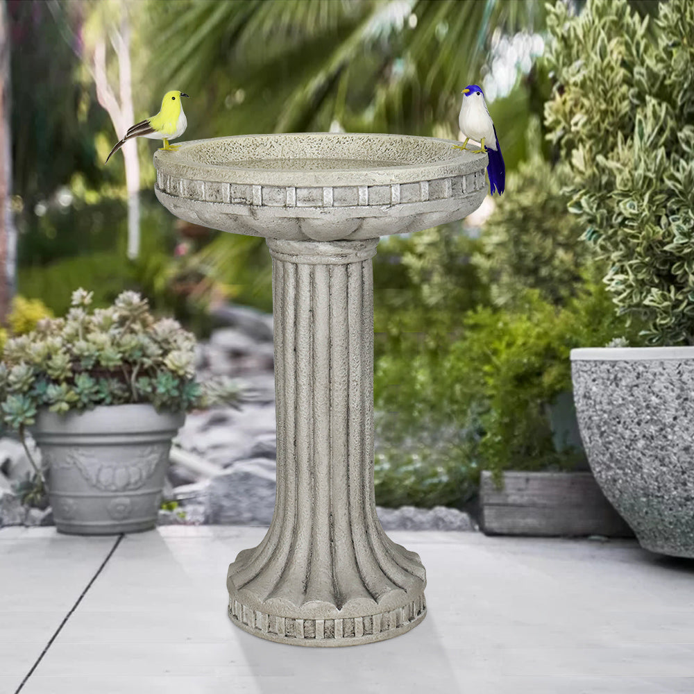 Concrete Pedestal Bird Bath Roman Fluted 24 Inch
