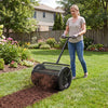 Compost Spreader 24 Inch Peat Moss Spreader Roller with Height-adjustable T-shape Handle-Black