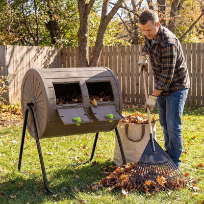 Compost Tumbler 37.5 Gallon Large Outdoor Compost Bin-Coffee