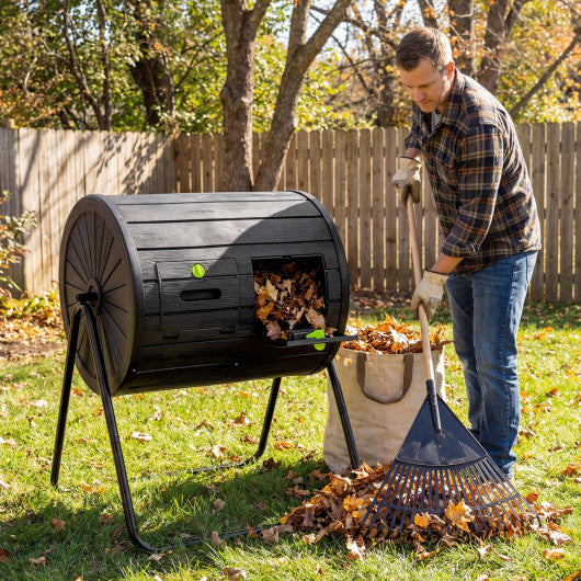 Compost Tumbler 37.5 Gallon Large Outdoor Compost Bin-Black