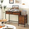 Computer Desk with 5 Drawers Home Office Desk with Side File Cabinet-Rustic Brown