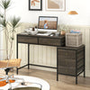 Computer Desk with 5 Drawers Home Office Desk with Side File Cabinet-Grey