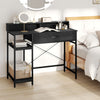 Computer Desk with Power Outlets 42inch Writing Desk with Hutch Drawer and 2 Open Shelves-Black
