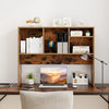 Computer Desktop Bookcase with 4 Cubbies and Open Back Compartment-Coffee
