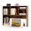 Computer Desktop Bookcase with 4 Cubbies and Open Back Compartment-Coffee - Coffee