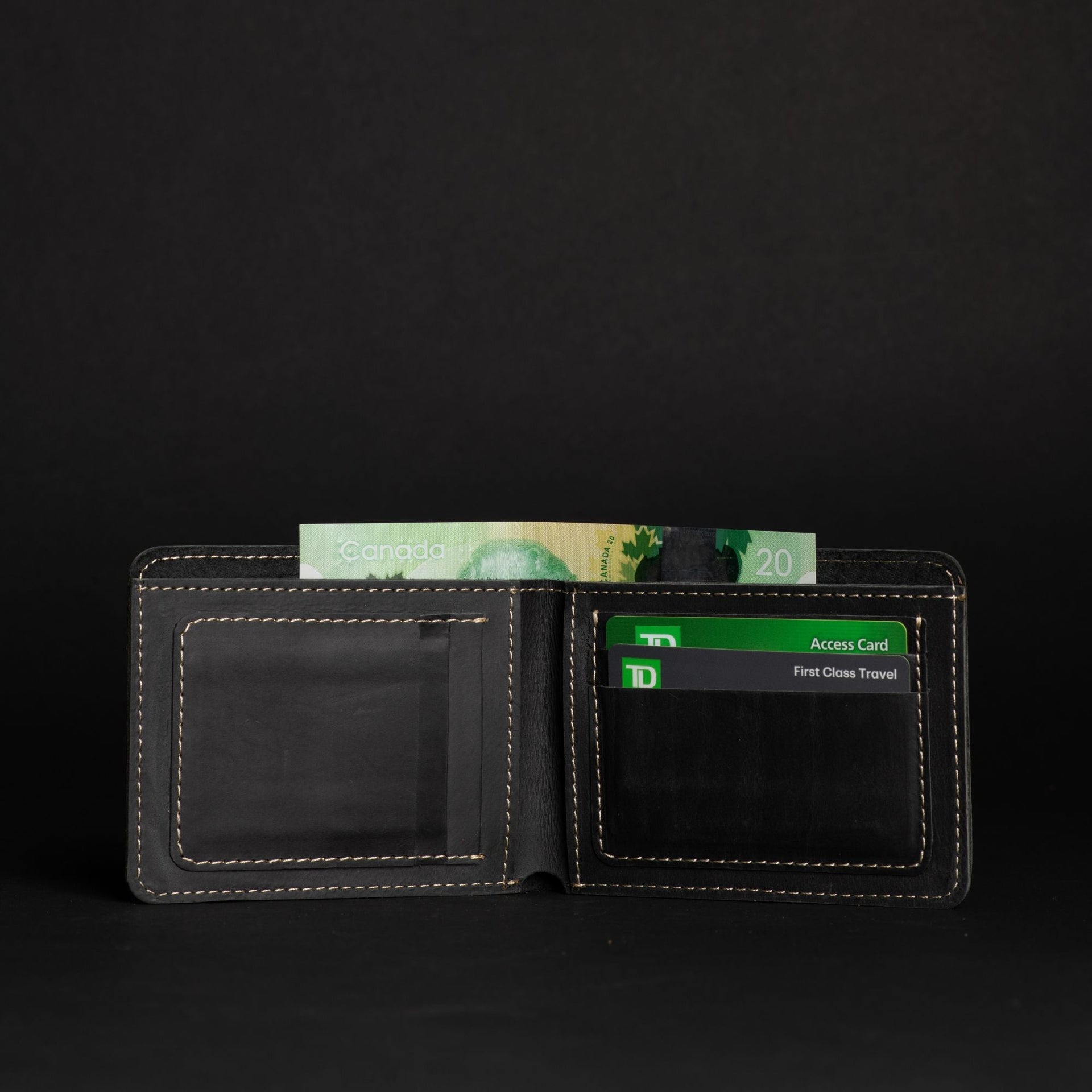 Black Full Grain Leather Minimalist Wallet NAB Leather
