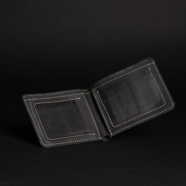 Black Full Grain Leather Minimalist Wallet NAB Leather