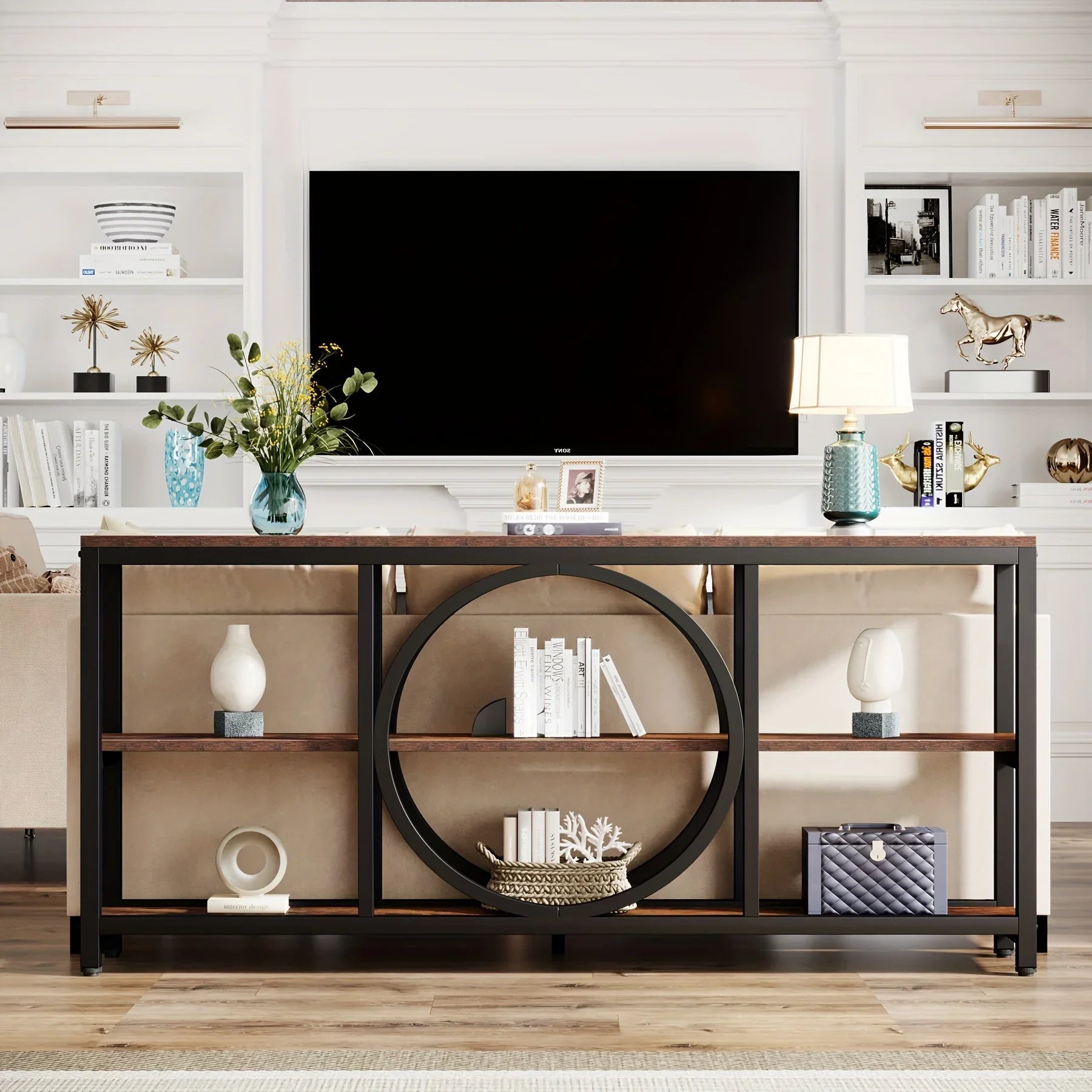 Console Table - 3 Tier Wood Metal Long