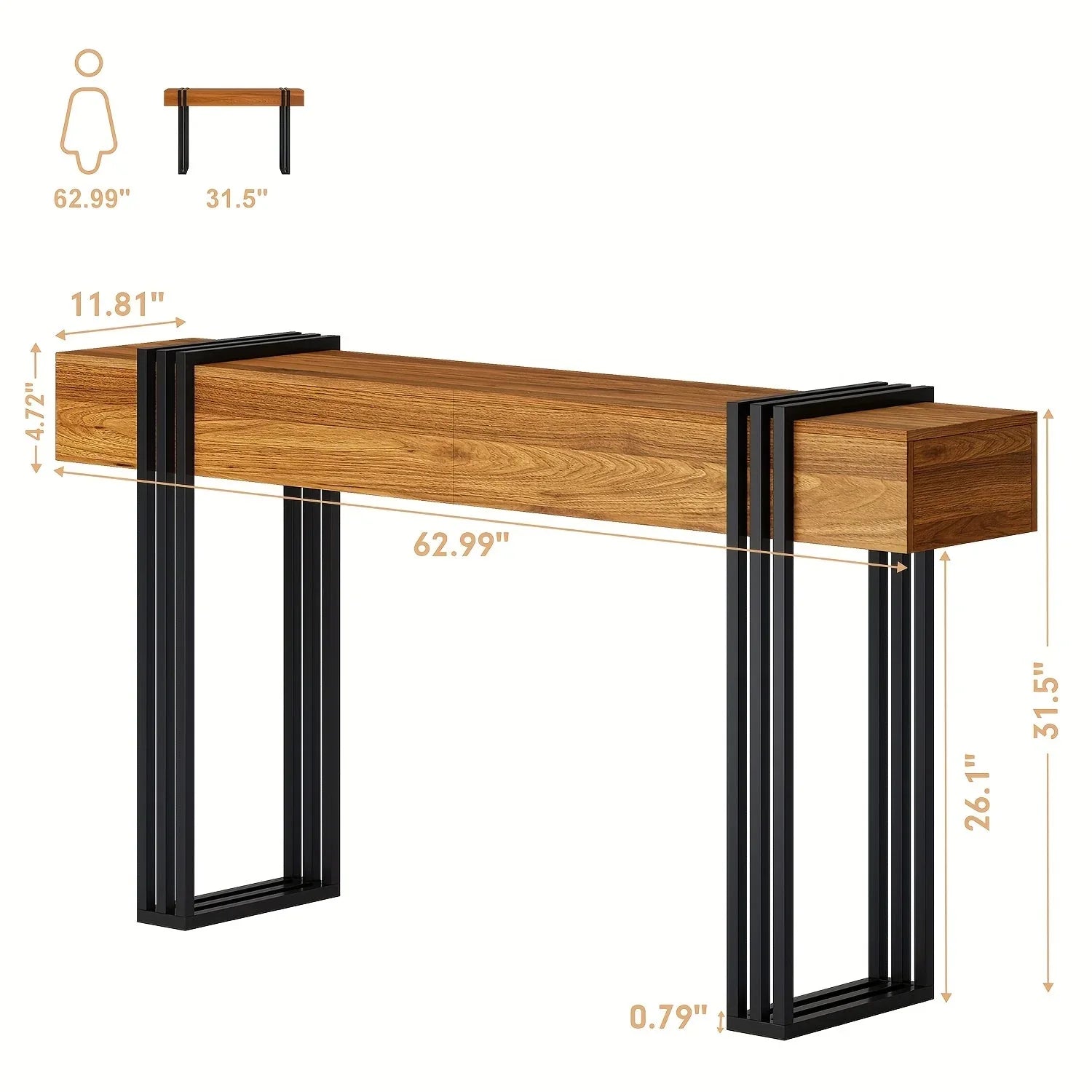 Console Table - Industrial Metal Narrow