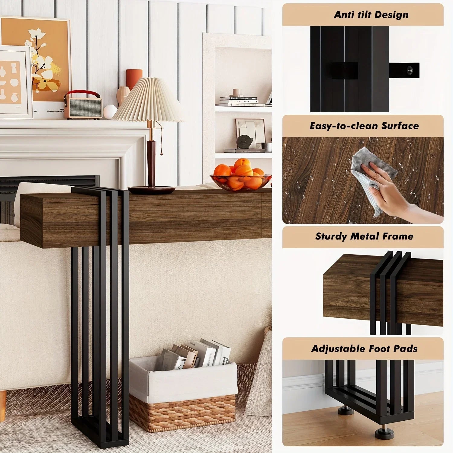 Console Table - Industrial Metal Narrow