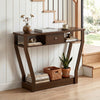 Console Hall Table with Storage Drawer and Shelf-Walnut