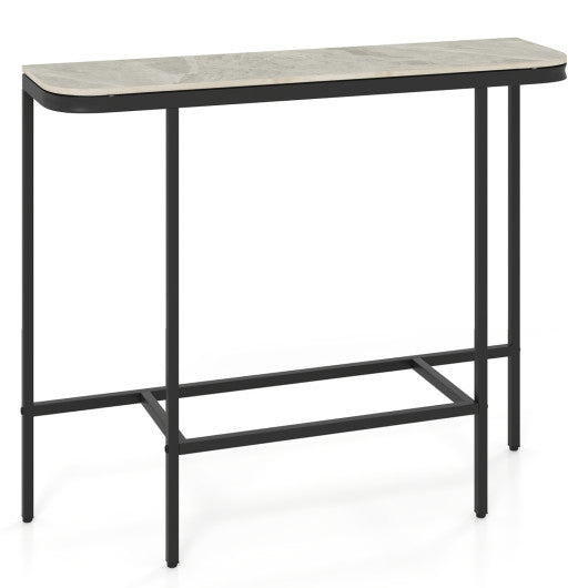 Console Table 44-Inch Entryway Table with Faux Marble Tabletop and Heavy-Duty Metal Frame-Gray