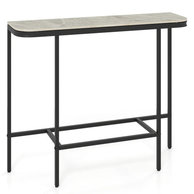 Console Table 44-Inch Entryway Table with Faux Marble Tabletop and Heavy-Duty Metal Frame-Gray