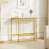 Console Table 44-Inch Entryway Table with Faux Marble Tabletop and Heavy-Duty Metal Frame-White