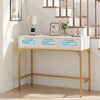 Console Table with LED Lighting and Charging Station for Living Room and Hallway-White