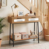 Console Table with LED Lights and Open Shelf for Hallway Entrance-Natural