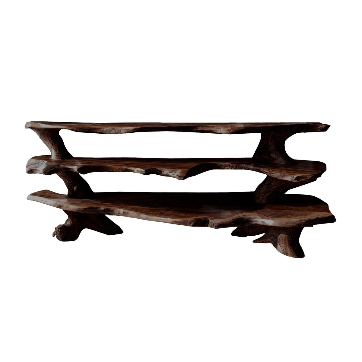Contemporary Live Edge Handcrafted Solid Wood TV Cabinet