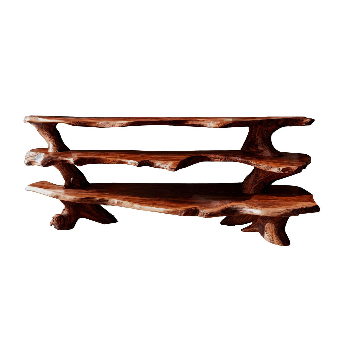 Contemporary Live Edge Handcrafted Solid Wood TV Cabinet