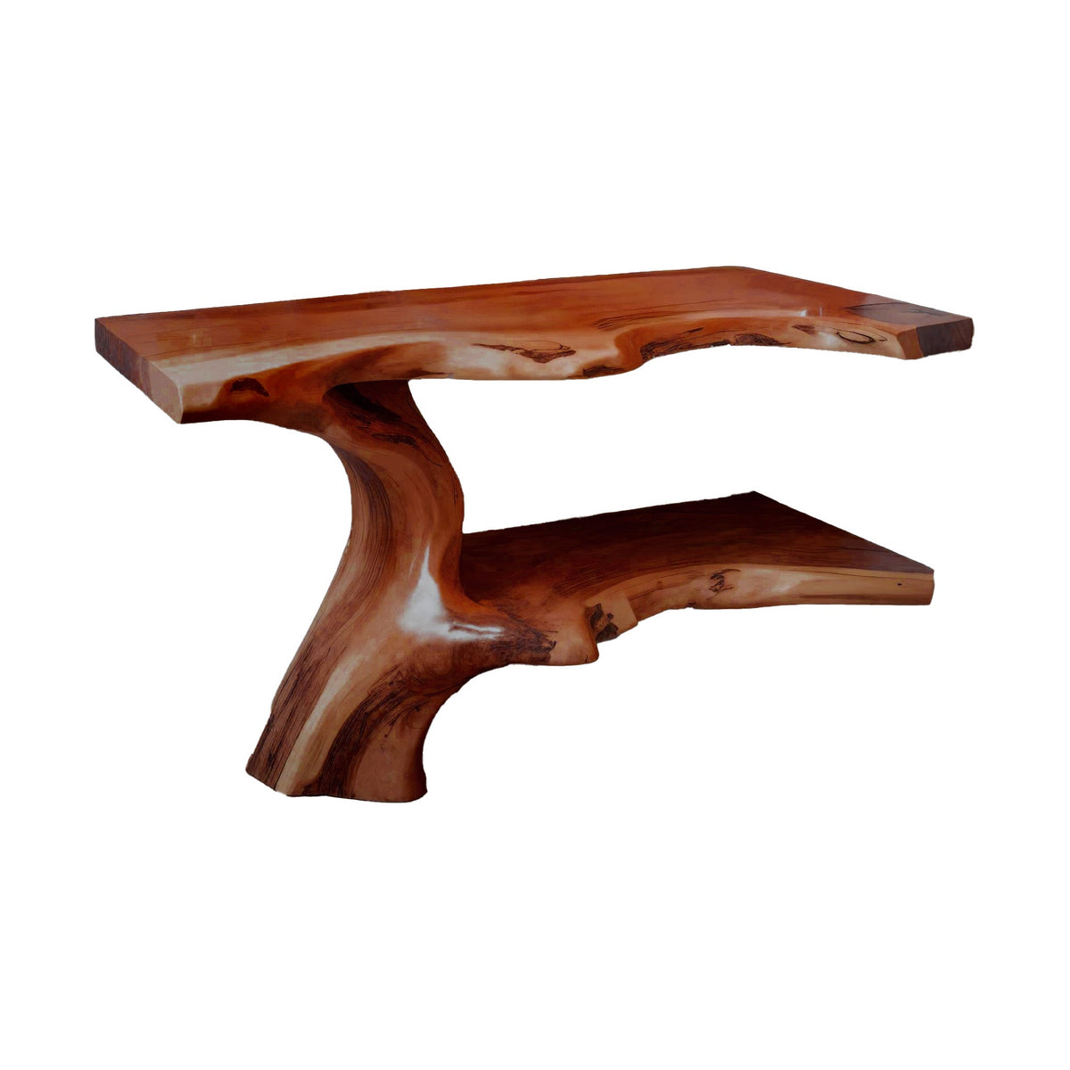 Contemporary Live Edge Solid Wood Freestanding Bathroom Vanity with Shelves