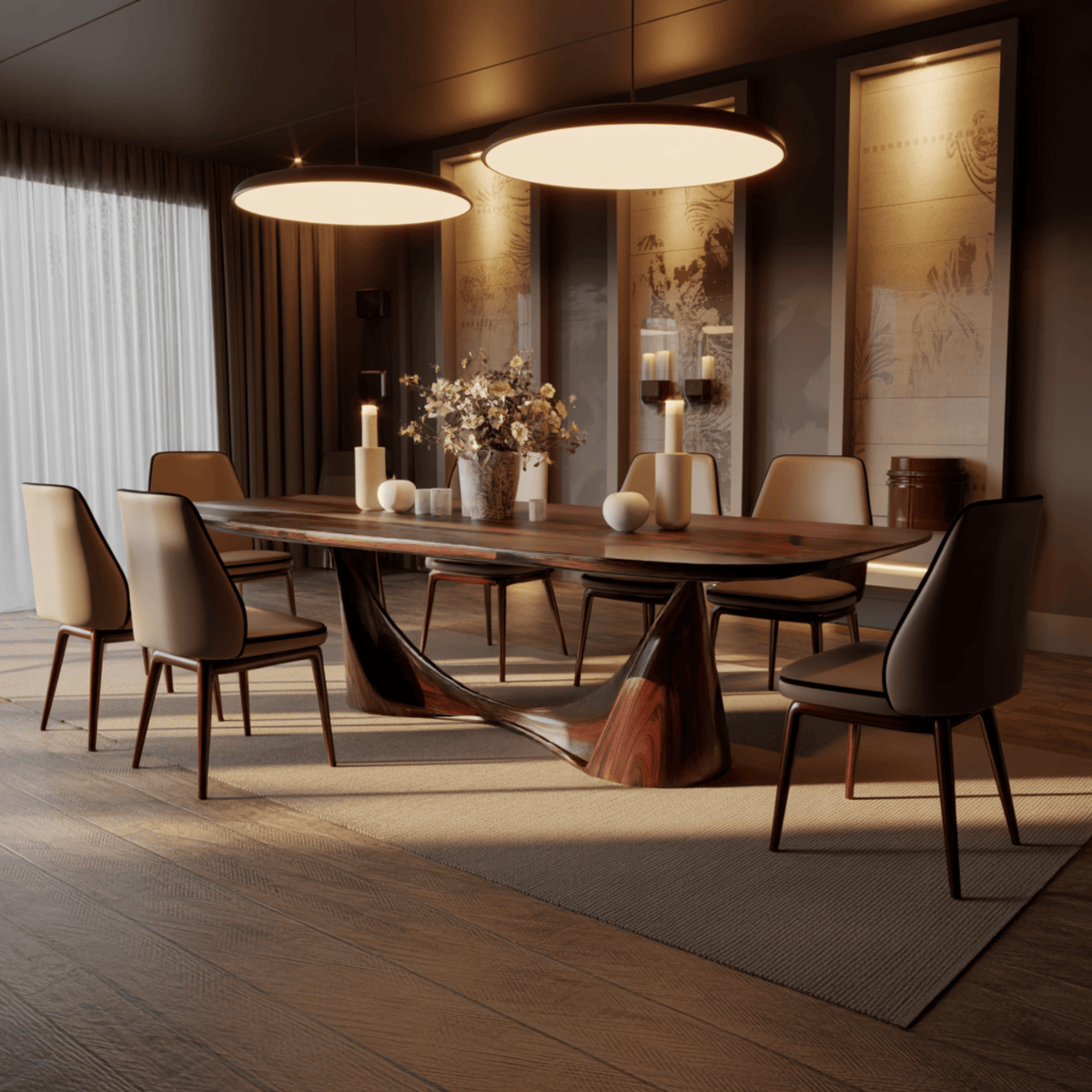 Contemporary Organic Solid Wood Dining Table