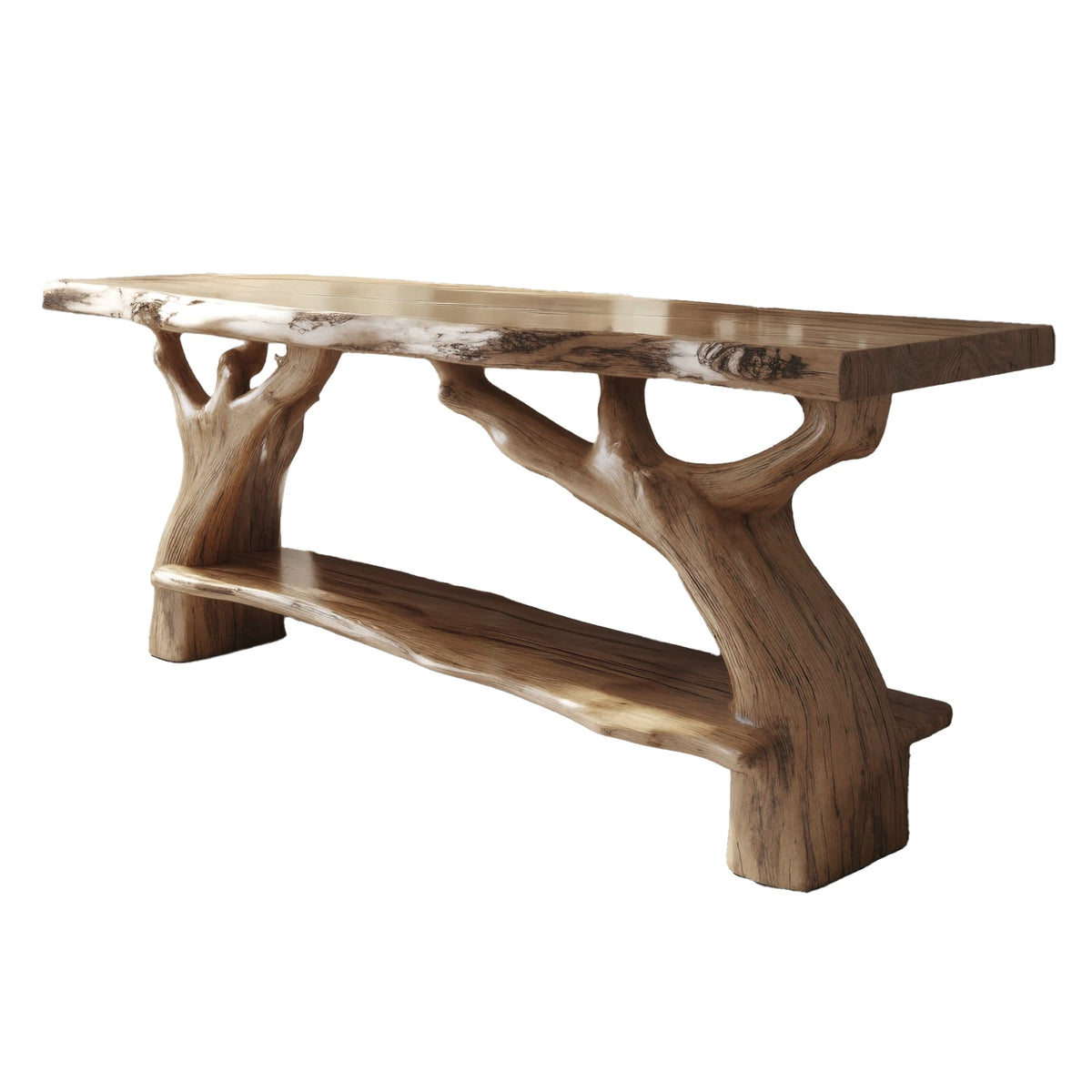 Contemporary Rustic Solid Wood Freestanding Bathroom Vanity with Shelves