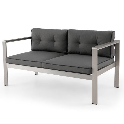 Contemporary 2-Person Sofa Chair with WPC Armrests for Balcony Backyard Porch