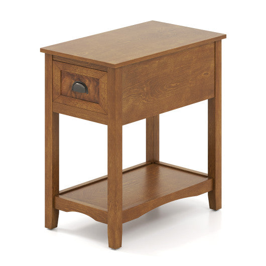 Contemporary Chair Side End Table Compact Table with Drawer Nightstand-Yellow