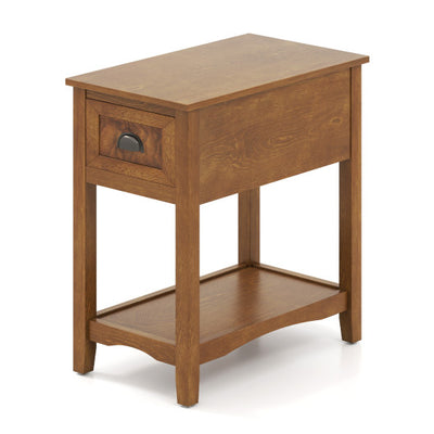 Contemporary Chair Side End Table Compact Table with Drawer Nightstand-Yellow