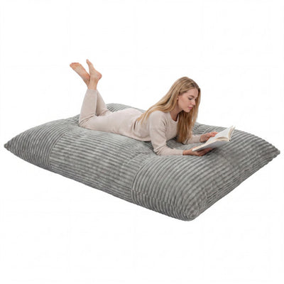 Convertible Bean Bag Floor Sofa with Machine-washable Corduroy Cover-Gray
