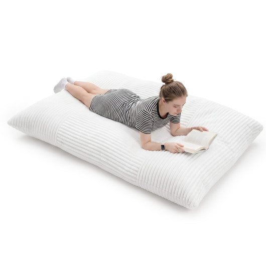 Convertible Bean Bag Floor Sofa with Machine-washable Corduroy Cover-Beige
