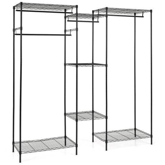 Convertible Clothes Organizer with L-shape and Horizontal Installation-Black