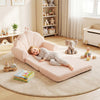 Convertible Kids Sofa 2-in-1 Fold out Toddler Couch Chair-Beige
