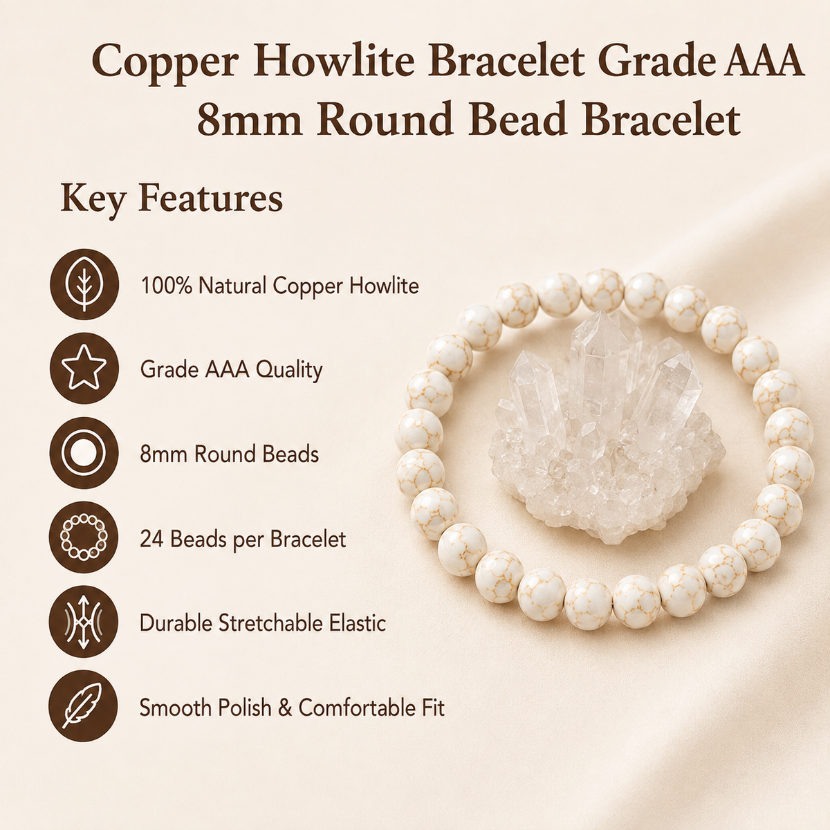 Copper Howlite Bracelet (Communication and Calming)