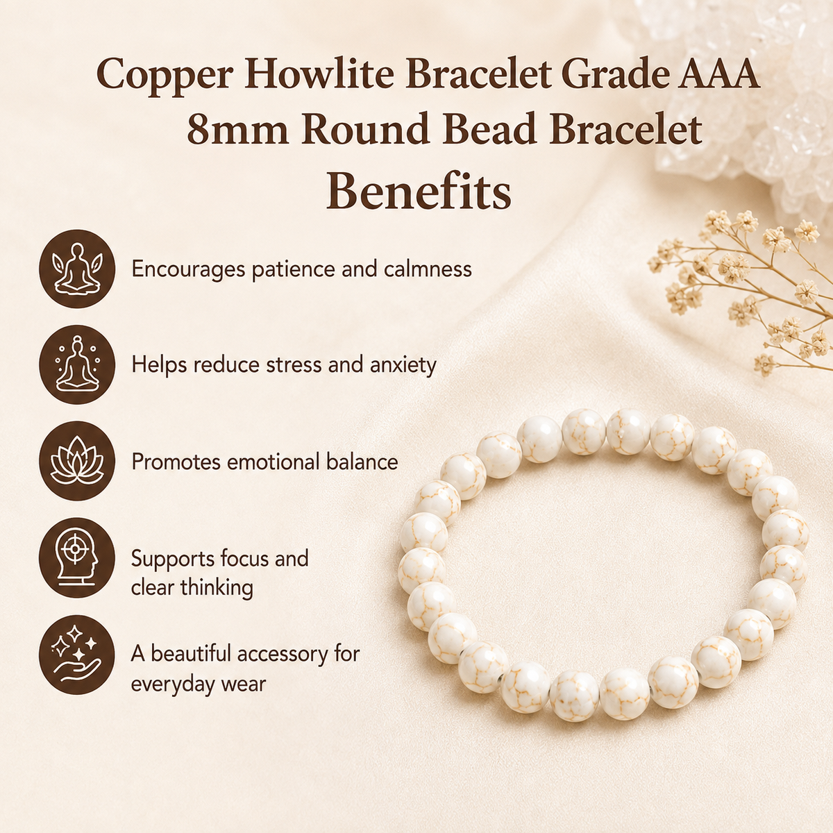 Copper Howlite Bracelet (Communication and Calming)