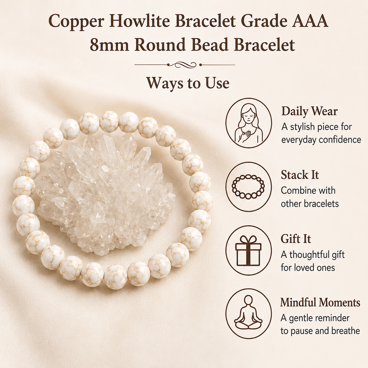 Copper Howlite Bracelet (Communication and Calming)