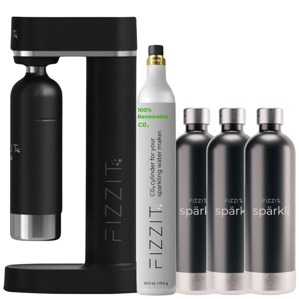 FIZZIT Hydration Set – Soda Maker + 1 CO₂ + 3 Bottles