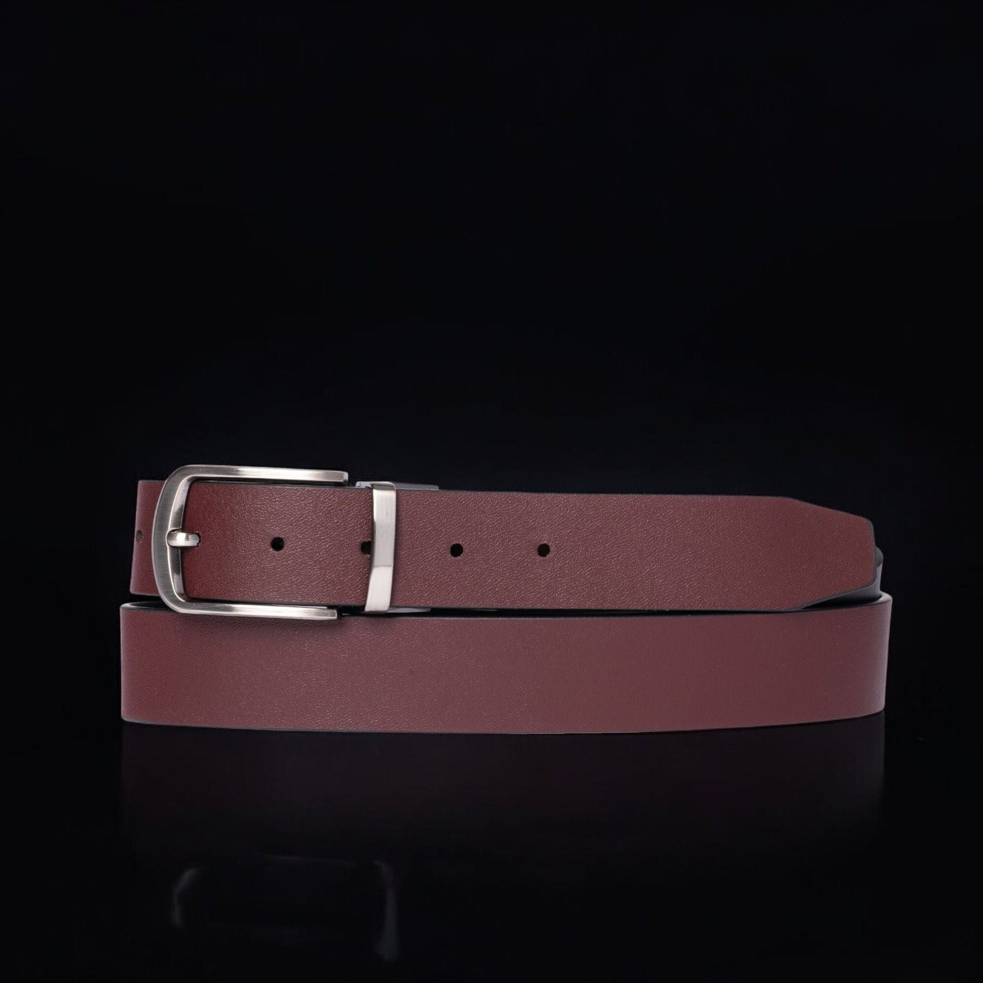 The Harvey Dent Belt - One Piece Reversible Black/Burgandy 100% Real Leather Belt